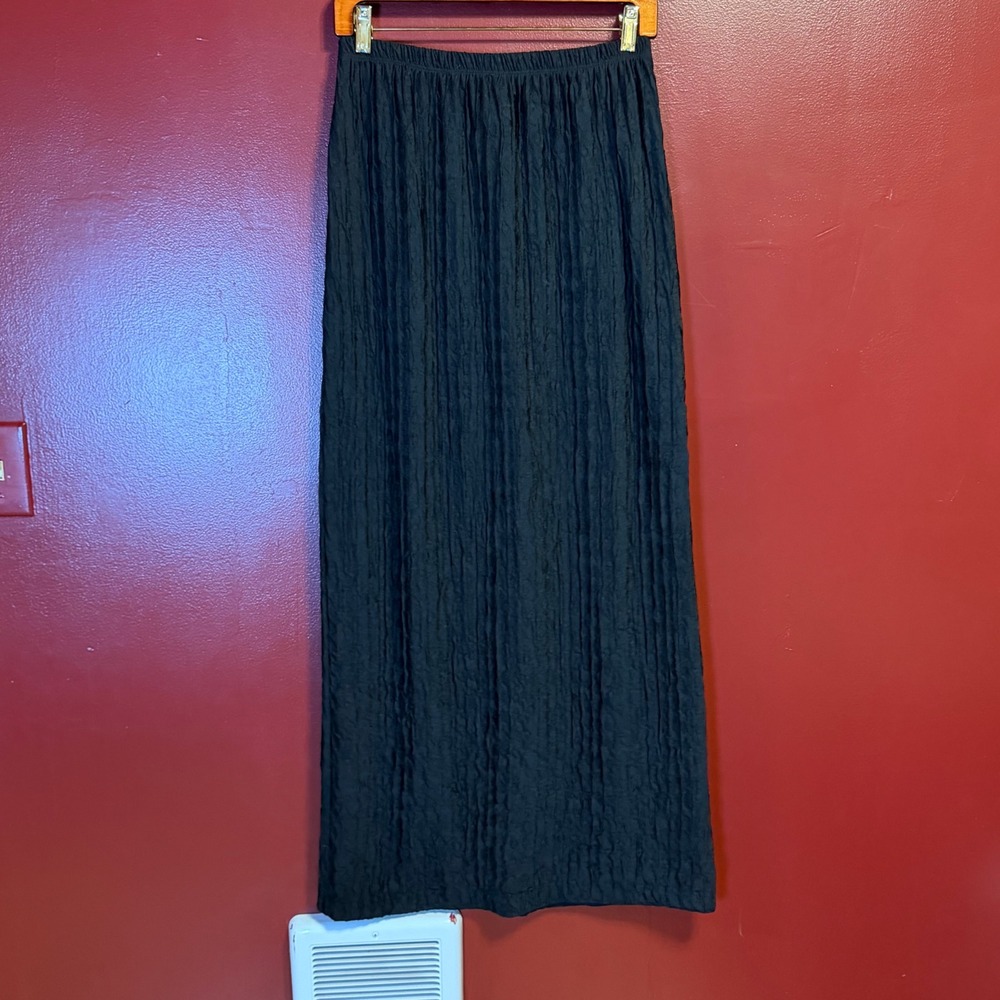 Vintage Anthony Richards Black Crinkle 2 Piece Set Maxi Skirt Tunic Top Size 12‎ - Picture 5 of 7